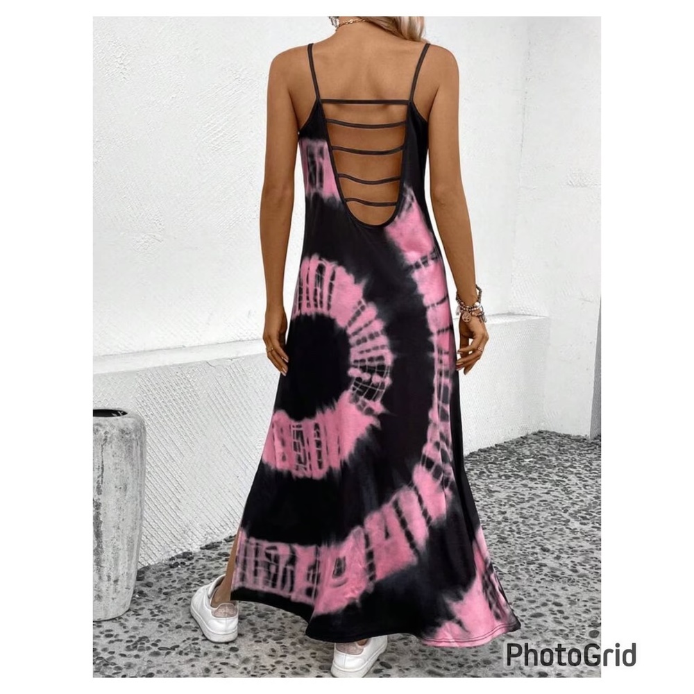 Tie dye maxi dress, boho maxi dress, beach dress, Fuschia maxi Dress, halter nec